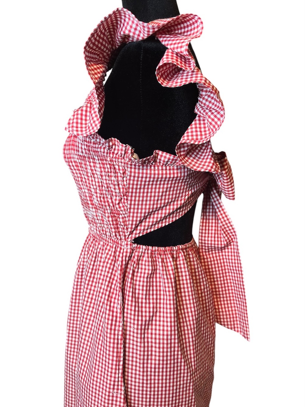 Sim and Sam Red Gingham Ruffle Midi Dress - Picture 5 of 9
